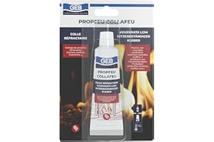 GEB Colle réfractaire COLLAFEU 50 ml spécial collage et assemblage de pièces réfractaires et fibres isolantes sur insert, poêles, cheminées, fours et chaudières - Résistante jusqu’à 1100°C
