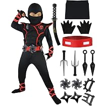 Spooktacular Creations Costume De Ninja Doré – Déguisement Complet Pour Garçons – Masque, Cagoule, Armure, épée Et Accessoires – Fêtes Halloween Et Jeux De Rôle