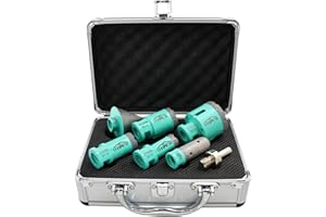 LEKOMESH Punte Diamantate per Piastrelle - 7 pezzi (20/25/35/50mm+20mm Fresa Diamantata+50mm Punte per Smusso+Adattatore) Seghe a Tazza Diamantata per Gres Porcellana Ceramica