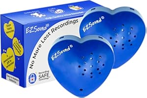 EZSound Teddy Bear Voice Recorder | 2 Pack - 30 Seconds Toy Voice Box for Stuffed Animal | Create Your own Recordable Gifts or Heartbeat Bear | Recording Safe Technology Heart Message Box (Blue)