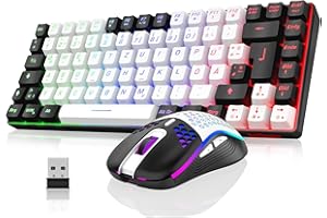 RedThunder 75% Wireless Gaming Tastiera e Mouse Set, DE TKL Layout, 85 Tasti, Ricaricabile Compatto, Ultra-Light Mouse 7200DPI with Costruzione Honeycomb for PC Mac PS5 Xbox Gamer (White-Black)