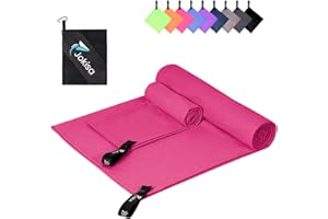 Jokisa Asciugamano Microfibra Set di 2 - Telo Mare Microfibra 180X90CM + Asciugamani Palestra 80X40CM, Asciugamani Microfibra per Esterno Sauna Spiaggia Escursioni (Rosa)