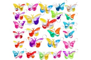 VICTGAME 30 pcs Rainbow Classroom Studenti Premio regalo e bomboniere per feste di compleanno, Mini Pop farfalla Fidget Portachiavi Bolla presente per bambini Ragazzi Ragazze