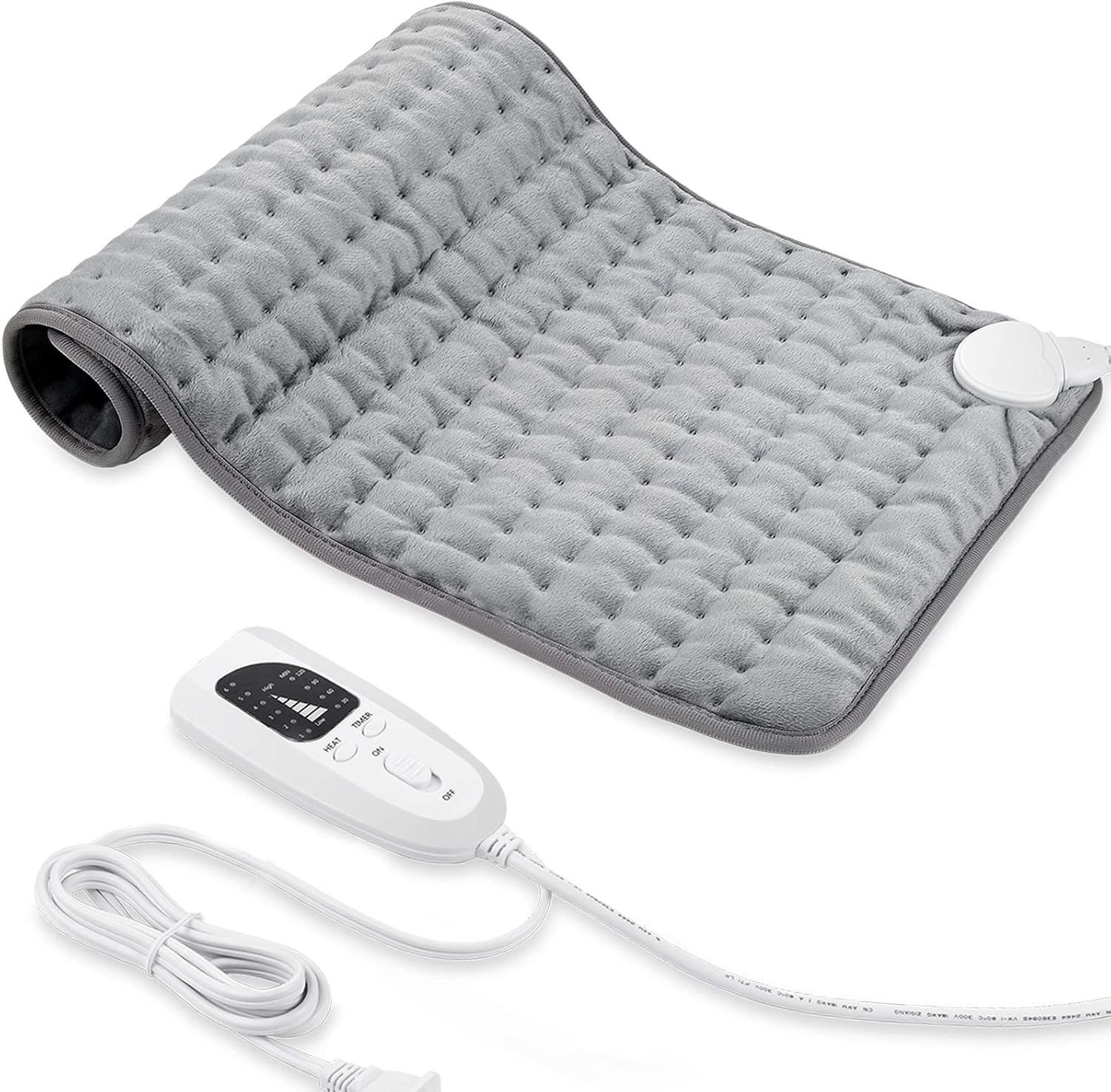 Manta Electrica，Almohadilla TéRmica,Almohadilla De Calefacción EléCtrica Con Apagado AutomáTico Y 6 Temperaturas Almohadilla De Calefacción (Gris Claro, 30x60cm)