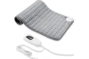 Heating pad, Electric Heat Pad with Automatic Switch-Off and 6 Temperature Levels Heating pad for Back Neck Shoulder Belly Heating Technology - Machine Washable. (12" x 24", Silver Gray)