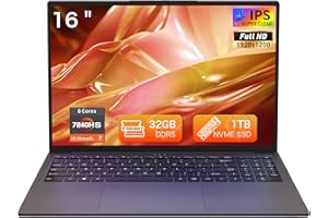 ‎AUUSDA Auusda Gaming Laptop, 32GB DDR5 RAM 1TB SSD, 7840HS CPU (bis 5,1 GHz) 16 Zoll Full HD Notebook, WiFi 6, Dual Fan, Dual Type-C, Fingerprint Reader, Privacy Shutter, HDMI, Student/Business Laptop