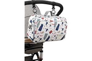 ISAKEN Bolso Carro Bebe Universal, Bolsa Organizadora de Cochecitos para Mama, Organizador para Coches de Paseo, Bolsa de Almacenamiento Impermeable Apto para Todos Los Cochecitos