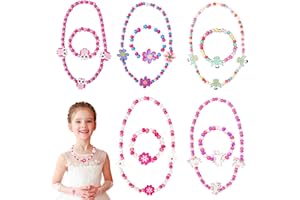 LOVEXIU 10 Stücke Mädchen Schmuck,Kinder Schmuckset Holz,Armband Halsketten Set Mädchen,Einhorn Freundschaftsarmband Bunten Kinderkette Mädchen,für Geburtstags Kinder Mitgebsel,Prinzessin Mädchen Dress Up