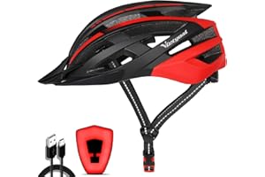 VICTGOAL Casco Bici con Luce di Sicurezza Casco Montagna da Adulto Ciclismo Casco Bici Uomo con Visiera Casco di Protezione 57-61 CM