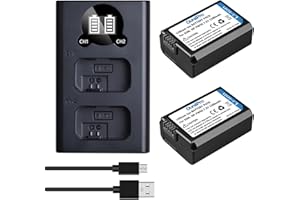 DuraPro NP-FW50 Ersatz-Akku + LCD-USB-Ladegerät, kompatibel mit Sony a3000 a6000 a6400 a6500, a7, 7R, a7R, NEX-3, NEX-3N, NEX-5, NEX-5N, NEX-5R, NEX-5T Digitalkameras, 2 Stück