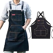 Grembiule Lungo In Denim Per Uomo E Donna - 3 Tasche, Regolabile, Per Cucina, Giardinaggio, Pittura - Foto 4
