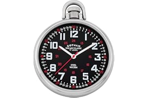Gotham Herren Taschenuhr Edelstahl Mechanische Hand Wind Bahn-Stil #GWC14106SB