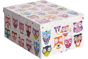 Lavatelli Caja organizadora de almacenamiento ropa, para almacenaje decorativa en carton, 39x50x24 cm, para armario, baul, zapatos, calcetines, juguetes, regalo, con tapa, BUHITOS