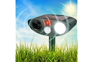 HOPSEM Cat Scarer Cat Repellent Ultrasonic Solar Powered Animal Deterrents for Gardens Flashing Light Motion Sensor Waterproof Pest Repeller for Dogs Fox Birds