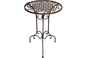 PASSION MADE Metalltisch Beistelltisch Blumenhocker Gartentisch Garten Deko Terrasse Tisch Metall Eisen rund Rost STYL Vintage H ca.57x43cm WK071291 braun