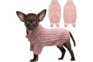 LiebeDD Jersey Perro Pequeño Mediano Grande Suéter de Punto para Jersey para Perros Navidad Cálido Ropa Abrigo Perro con Cuello Alto Jersey para Chihuahua, Rosa, XS