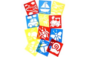 MWOOT 12 Pièces Pochoir Dessin Peinture, Transport et Animaux Pochoirs pour l'apprentissage de la Peinture, Bricolage