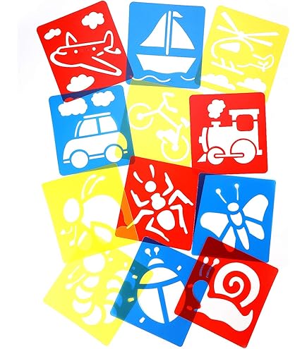 Jeu De Coloriage,Pochoir De Règle En Plastique Pour Enfants,7 Pièces