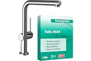 hansgrohe Talis M54 - Mitigeur de cuisine avec douchette extractible, 1 jet, Robinet avec hauteur sous bec 270 mm, Robinetterie avec bec pivotant et extensible, Chromé, 72808000
