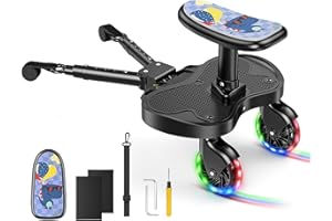 GENERIC BugyKido Planche Poussette Universelle avec Roues LED, 2-en-1 Marche Pied Poussette avec Mignon Motif Dinosaure Chair Cushion，pour Enfants de 2 à 6 Ans (25kg), Compatible avec 99% des Poussettes