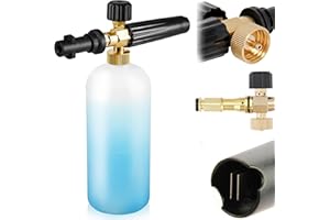 XFLYP Cañón de Espuma de Nieve, 1L Snow Foam Lance Ajustable Lanza de Espuma Dispensador con conector de 1/4 para pistola, con Coche Pistola de Lavado a Presión Serie K K2/K3/K4/K5/K6/K7