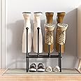 pickpiff Free Standing Shoe Racks - Black Metal Boot Rack, Shoe Organizer for Dorm Room, Closet, Entryway, Bedroom, Patio Outdoor, Hallway, Black Shoe Rack Organizer, Shoe Storage Fit for 4 Pairs