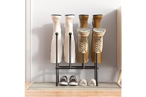 pickpiff Free Standing Shoe Racks - Black Metal Boot Rack, Shoe Organizer for Dorm Room, Closet, Entryway, Bedroom, Patio Outdoor, Hallway, Black Shoe Rack Organizer, Shoe Storage Fit for 4 Pairs