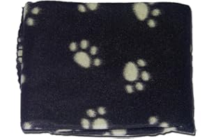 GUARANTEED4LESS BLACK SOFT COSY WARM FLEECE PAW PRINT PET BLANKET DOG PUPPY ANIMAL CAT BED