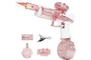 ROCKY&CHAO Pistolet à Eau Électrique Puissant avec Effets LED et Recul, Capacité 500ML, Portée 8-10m, Rechargeable et Étanche, Jouet d'Été pour Enfants et Adultes, Piscine, Plage, Jardin Rosa
