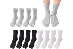 KRYMSON 6 par bawełnianych skarpet Tabi z palcem, oddychające, elastyczne, uniseks, czarne, białe, szare)