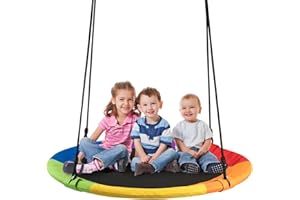 Maxmass Kids Nest Swing, Children Round Swing Seat, Adjustable Hanging Tree Swings for Kids and Adults, 150Kg Capacity (Colorful)