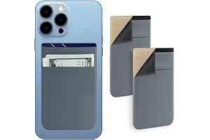 imluckies 2-Pack Porte-Cartes Adhésive pour Téléphone, [Deux Poches élastiques], Portefeuille pour Cartes de Crédit/Identité Compatible avec iPhone/Samsung/Tous Les Smartphones, Gris