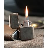 VAGAVE Benzinli &Ccedil;akmak Hakiki Deri Kılıflı El Yapımı Zippo Tarzı &Ccedil;akmak - Pueblo (GRİ)
