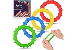 Aolso Fidget Toys,4 Piezas de Pulseras Fidget Elásticas para Antiestrés Niños Antiestrés Adultos, Juegos Autismo para TDAH, Autismo para Aliviar la Ansiedad por el Estrés, como Regalos para Niños
