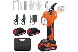 VOTHEN Tijeras de Podar Electricas Inalámbricas de 50 mm - tijeras de podar bateria progresivas con 2 baterías recargables de 21V 2000mAh y juego de cuchillas de repuesto