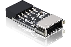 EZDIY-FAB USB 2.0 Internal Header (9-Pin) to USB 3.1/3.2 Type-C (20-Pin) A-Key Front Panel 180 Degrees Adapter, Extend USB Type E Ports to PCs Front Panel Ports