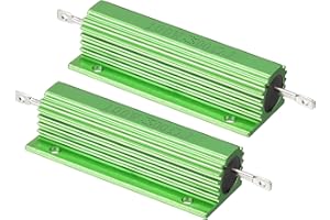 PATIKIL 100W 300 Ohm Aluminum Shell Resistor, 2 Pack Aluminum Housing Resistor Housed Case Wirewound Resistors Screw Tap Power Resistor 5% Tolerance, Green