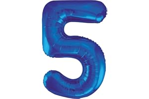 UNIQUE Blue Number 5 Shaped Large Foil Balloon (86cm) 1 Piece - Perfect for Birthday Parties and Special Events