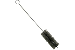 Kamino-Flam Ø 40 mm Flue Brush, Steel Wire Cylinder Pipe Brush, Chimney Pipe Sweep Brush, Clockwise Rotating Boiler Brush, Pipe Cleaning Brush, Stove Pipe Brush Length approx. 31 cm, Silver