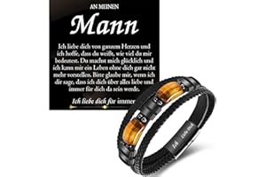 PDTU Gifts for Men, Leather Bracelet with Engraving I Love You Gifts for Husband, Boyfriend, Son, Dad, Brother, Grandson, Leather Bracelet with Engraving for Anniversary, Birthday Gift