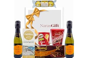 NARAS Prosecco Gifts for Women, Wine Hampers, Prosecco Gift Set - 2x Prosecco and Chocolate Gift Set with Biscuits, Wafer Rolls - Food Hampers for Couples, Birthday Hampers for Women