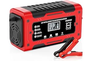 HUSGW 6A Car Battery Charger, 6A 12V Car Battery Smart Charger,Automotive Smart Portable Battery Charger Maintainer/Pulse Repair Charger Pack With LCD display for Car, Motorcycle, Lawn Mower (6Amp)
