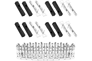 pzsmocn 100 Ensembles / 200 Pièces pour Connecteur Adaptateur Dupont 2,54 mm Pas 1-Broche Boîtier Femelle Borne de Prise Noire Câble Compatible 30-26 AWG Accessoires, Kit Broches à Sertir D'en-Tête