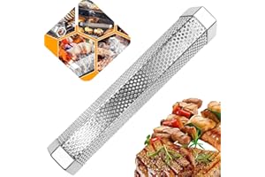 CHSEEO BBQ Smoker Box, Stainless Steel Smoker Box for BBQ Grill Wood Chips, Outdoor Cooking Accessories for Gas and Charcoal Grilling - Best Grilling Accessories & Utensils Gift for Dad