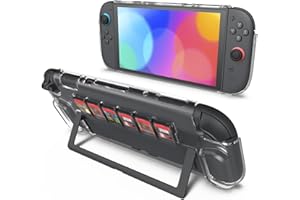 ＲＵＥＩＵＲＩ Dockable Protective Case for Nintendo Switch 2 2025 with 6 Game Card Storage Slots, Sturdy Clear Case for Switch 2 Anti-Scratch Design, Comfortable Grip, Compatible with J-Cons