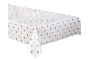 BEAUTEX Nappe en Plastique essuyable, Nappe de Jardin Ronde Ovale CARRÉ, Creme Punkte Beige, Taille au Choix (Rectangulaire 140x160 cm)