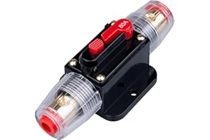 KEPLE Interruttore Automatico da 80A - Portafusibile a Inserzione 80A per Inverter DC 12V-24V con Ripristino Manuale per Protezione Sistema Audio Car Audio Marino Barche Solare Auto