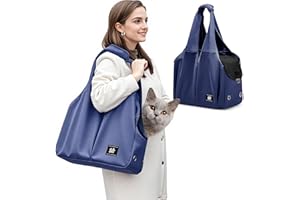 ALLSOPETS Sac Transport Chien, Sac de Transport pour Petit Chien et Chat, Sac à Main Respirant et Confortable avec Crochet de Laisse, Idéal pour Voyage et Camping (Bleu Marine)