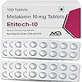 Etitech-10 Sleep Support Melatonin 10mg Mouth/Oral Dissolving Chewable Tablet for Better Sleep | Sleep Solution Supplement | melatonin Effervescent Pill Tablet for Restful Deep Sleep | Night Time Natural Sleeping Aid Pills & For Morning Energy | Non Habit Forming | Natural Vanilla Flavour | 100 Veg Tablets, Easy To Take, Faster Absorption , Non-Addictive | (MELATONIN 10 MG, Pack Of 100-Tablets) 10x10 Packing