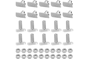 BEASAFY 20 viti a testa martello, M10 x 25, in acciaio inox A2-70, con dadi a flangia, viti T M10, set di viti a testa martello, per guide di montaggio solari PV, serra e fotovoltaico
